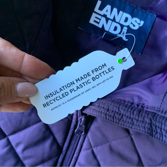 Lands’ End Womens Quilted Hiking Puffer Vest XL Purple Zip Gorp Core Classic NWT - Picture 10 of 10